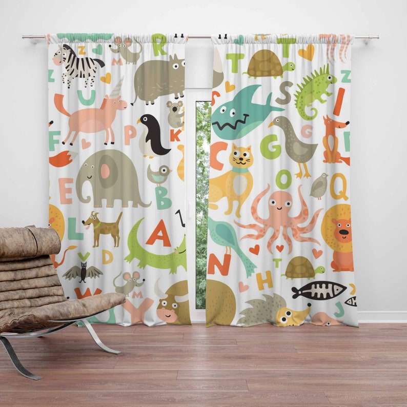 Baby Nursery Blackout Curtains - Tirai Kamar Bayi ABC Alphabet Motif