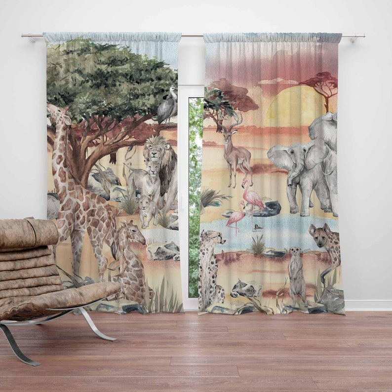 Baby Nursery Blackout Curtains - Tirai Hewan Safari Tirai Kamar Tidur