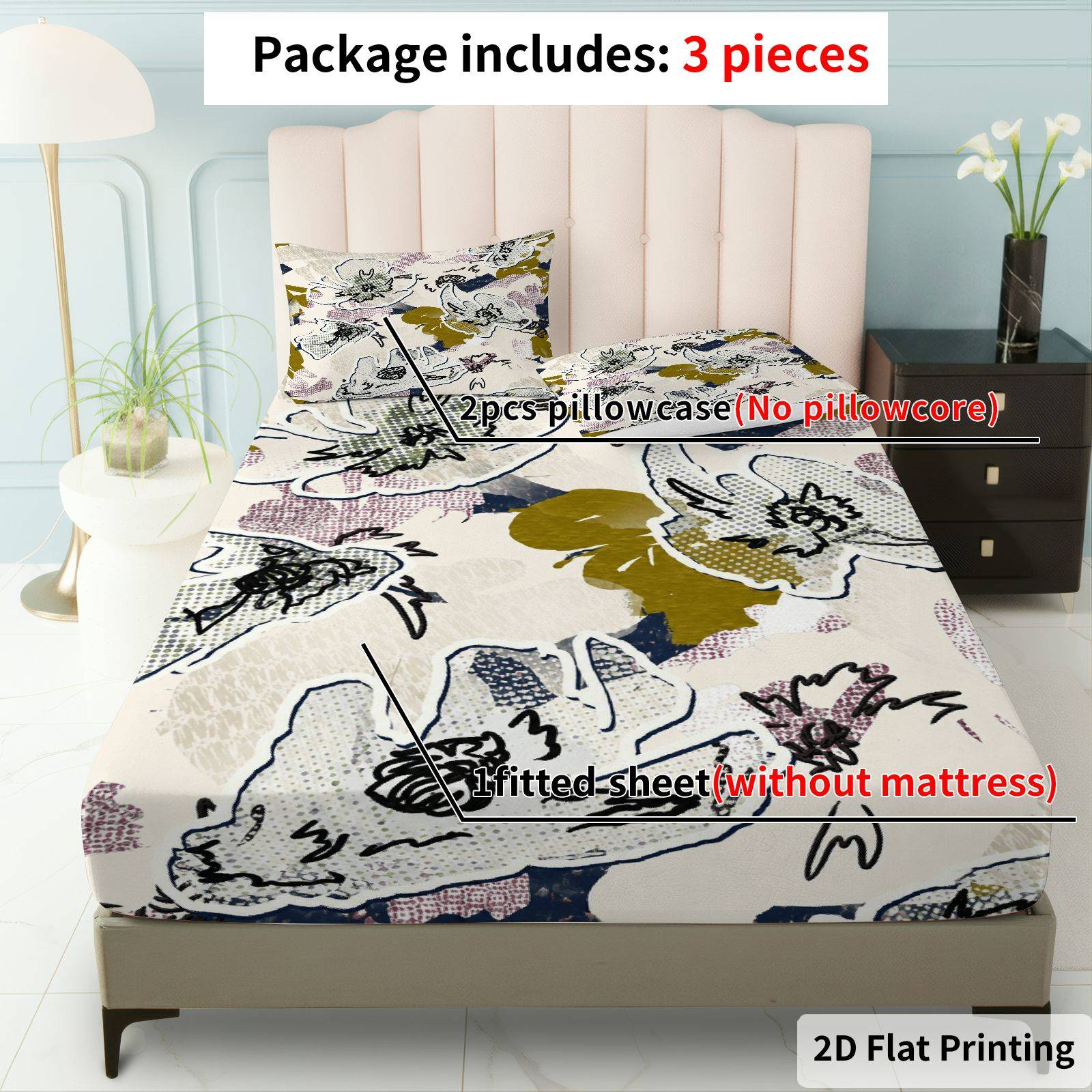 Baby Nursery Bedding - Sprei Set Lengkap Motif Daun Bunga,