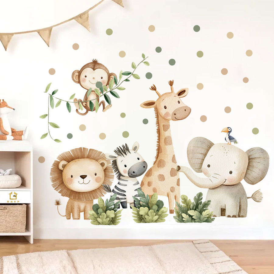 Baby Nursery Elephant - Stiker Dinding Hewan Hutan Boho untuk