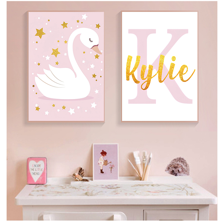 Baby Nursery Name Wall Art - Cetakan Seni Dinding Poster Nama Kustom