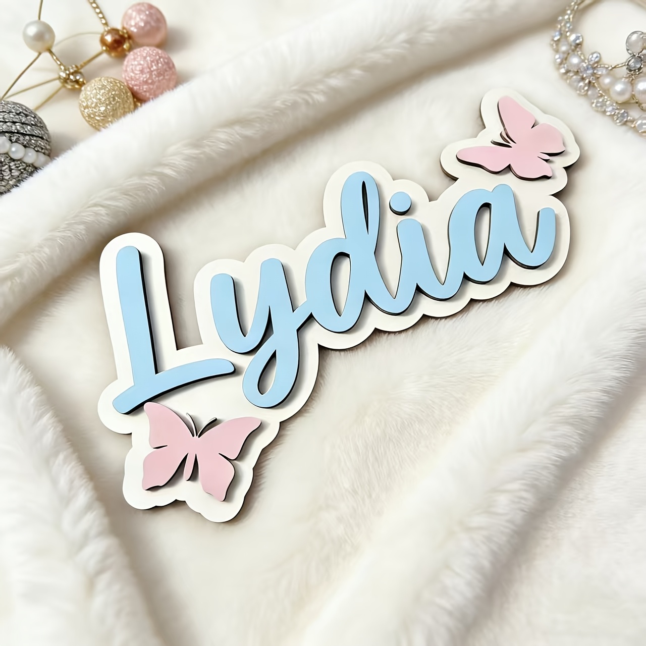 Baby Nursery Letters - Tanda Kamar Nama Kupu-kupu Biru &