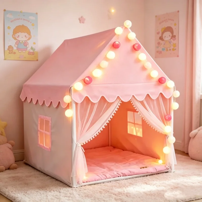 Baby Nursery Letters - Tenda Kastil Putri Pink Besar Lipat