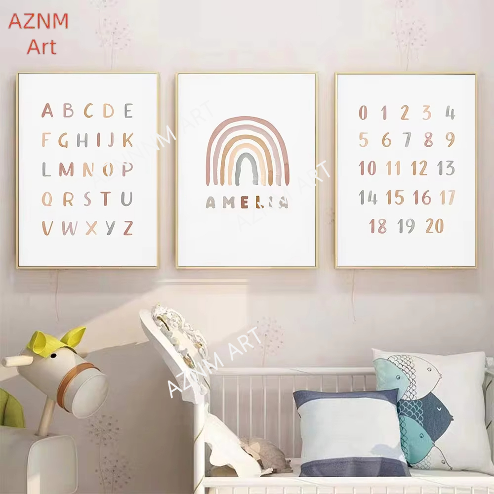 Baby Nursery Name Wall Art - 1/3 Buah, Poster Kustom ABC 123