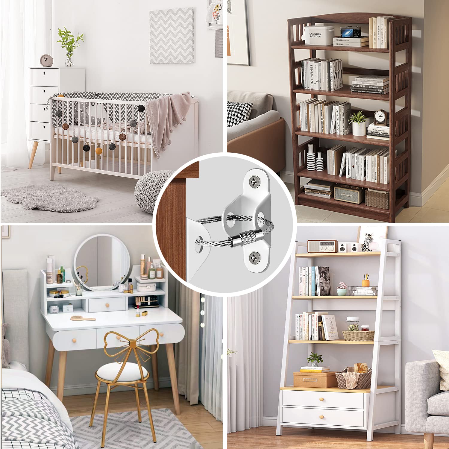 Baby Nursery Bookcase - Pengikat Furnitur Anti-Terguling, Tali Penyerap Guncangan,