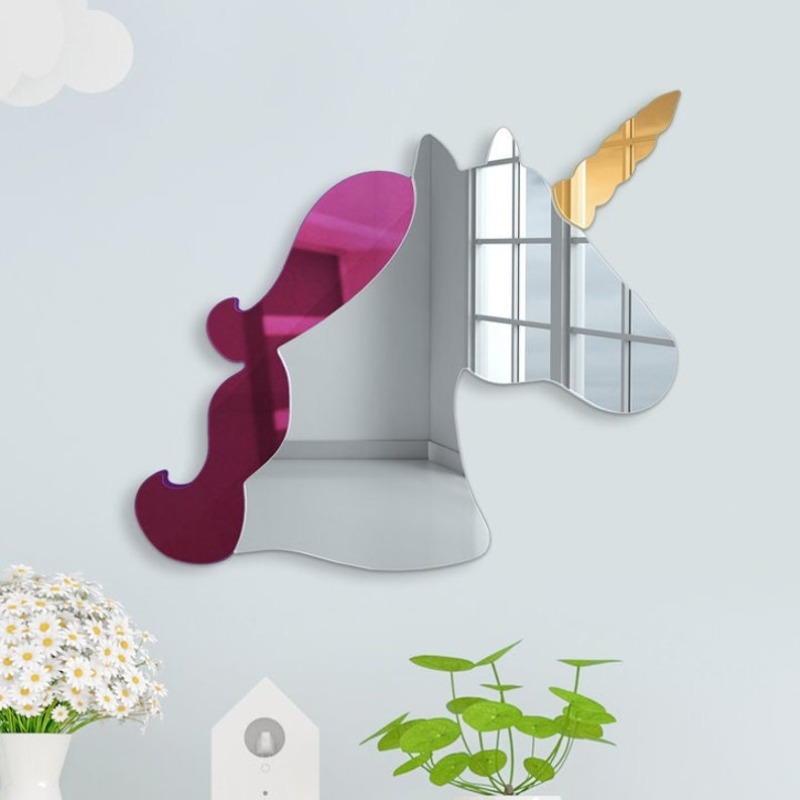 Baby Nursery Themes Girl - Cermin Dinding Akrilik 3D Unicorn Seni