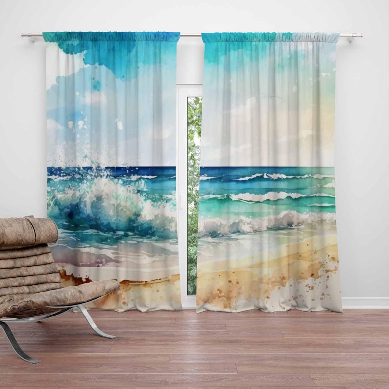 Baby Nursery Blackout Curtains - Tirai Gelombang Laut Tirai Dekorasi Kamar