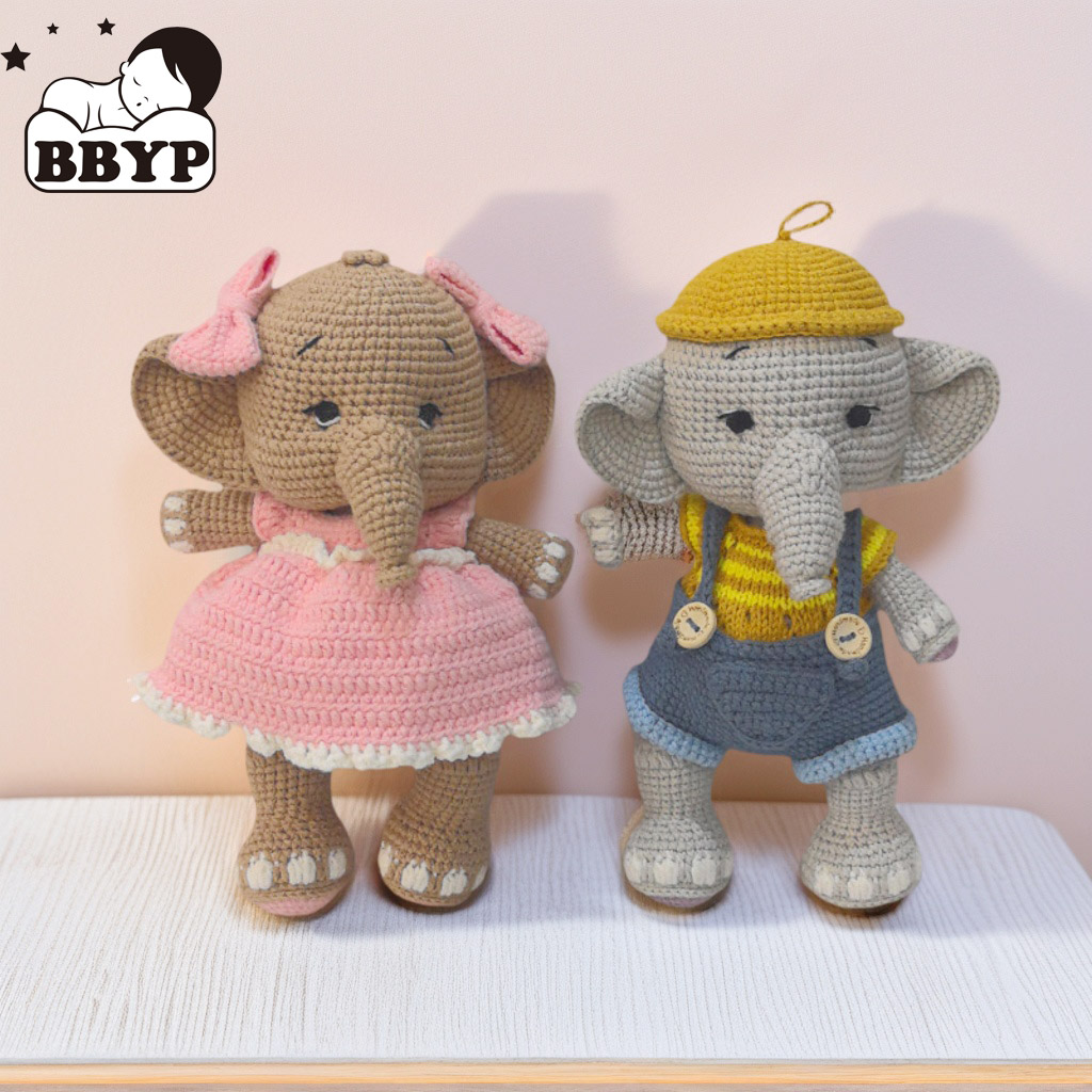 Baby Nursery Elephant - Boneka Mewah Gajah Rajutan Lembut Rajutan