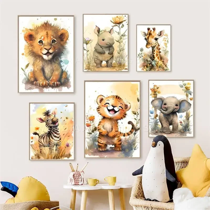 Baby Nursery Elephant - Lukisan Kanvas Seni Dinding Kamar Anak-anak