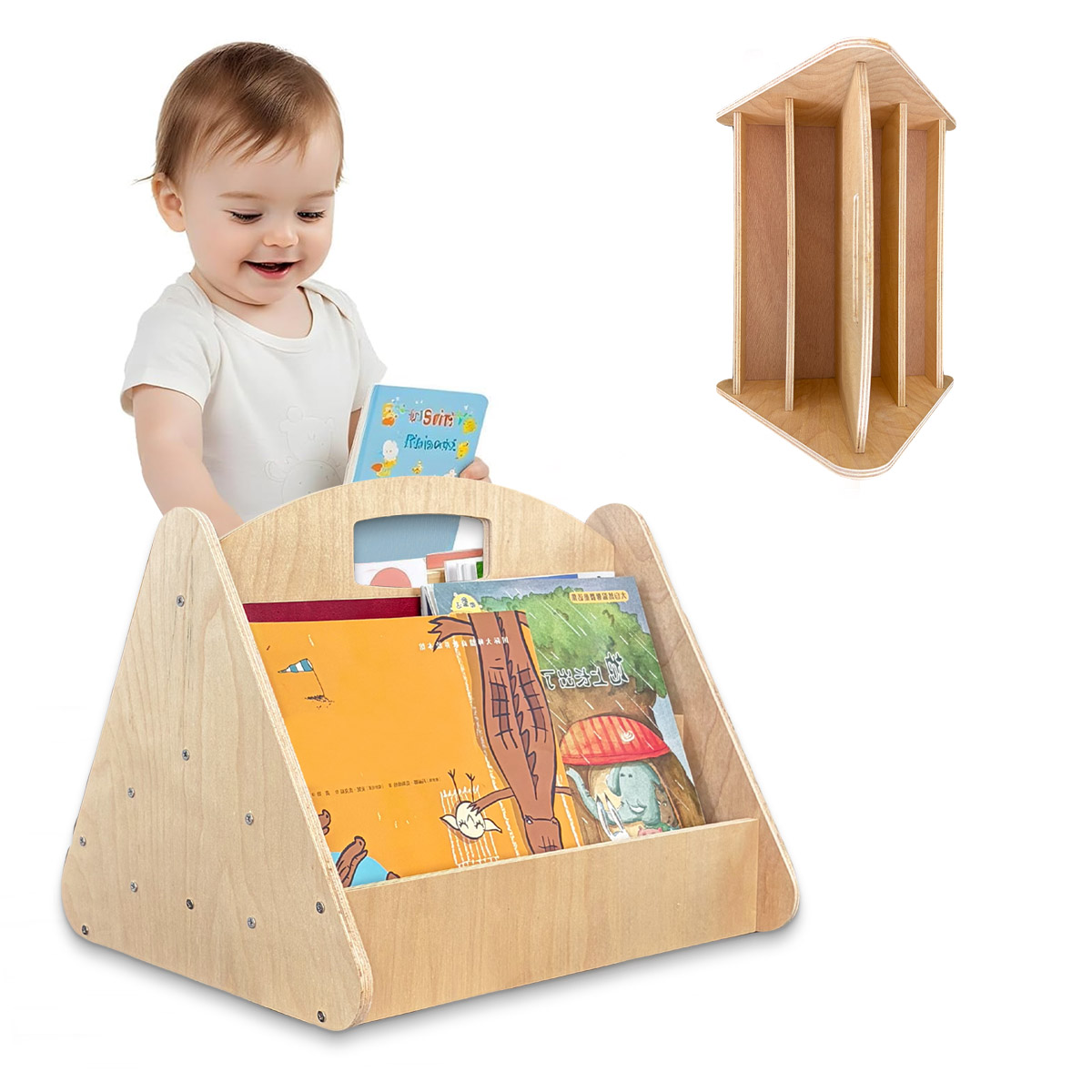 Baby Nursery Bookcase - Rak Buku Balita Dua Sisi dengan