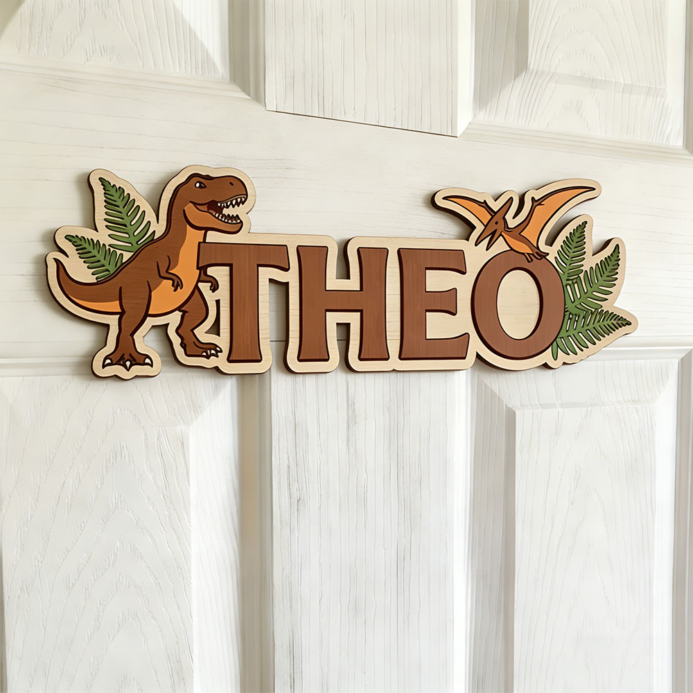 Baby Nursery Letters - Tanda Nama Dinosaurus yang Dipersonalisasi untuk