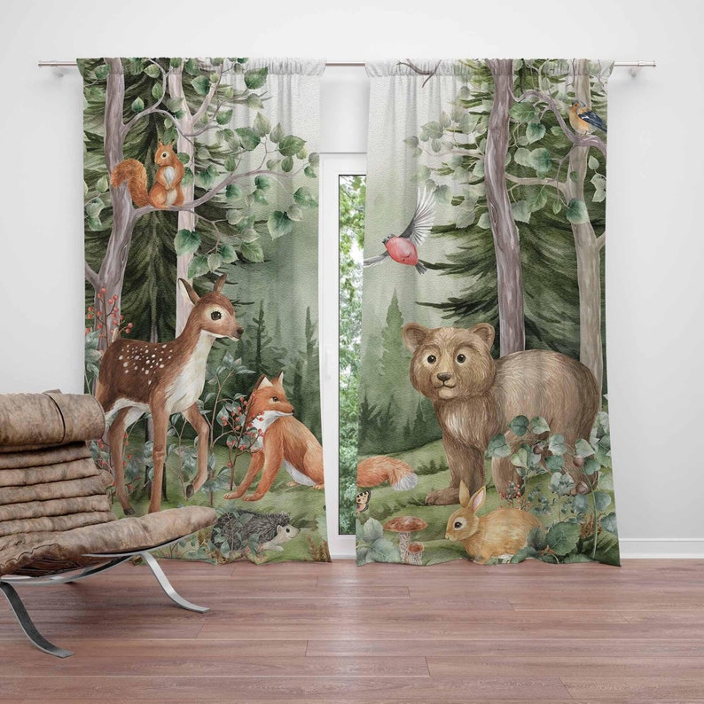 Baby Nursery Blackout Curtains - Gorden Hewan Hutan untuk Kamar Bayi,