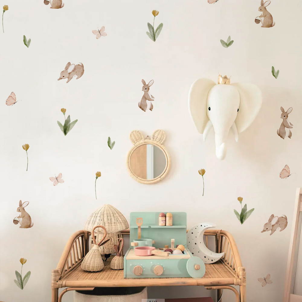 Baby Nursery Stickers - Stiker Dinding Kamar Anak Kelinci dan