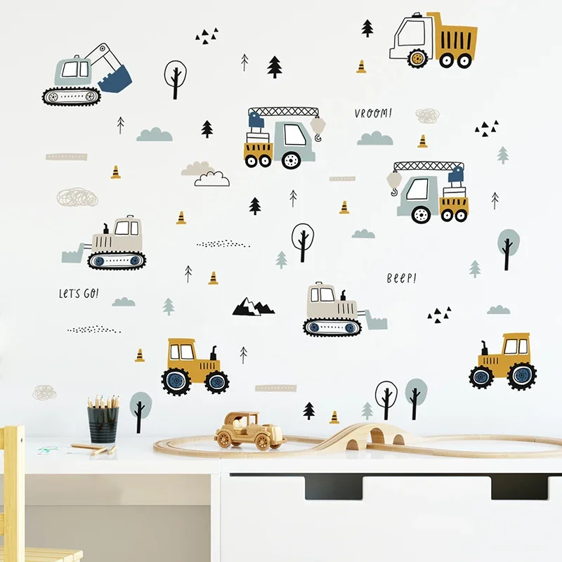 Baby Nursery Bedding - Gambar tangan lucu mobil truk kargo