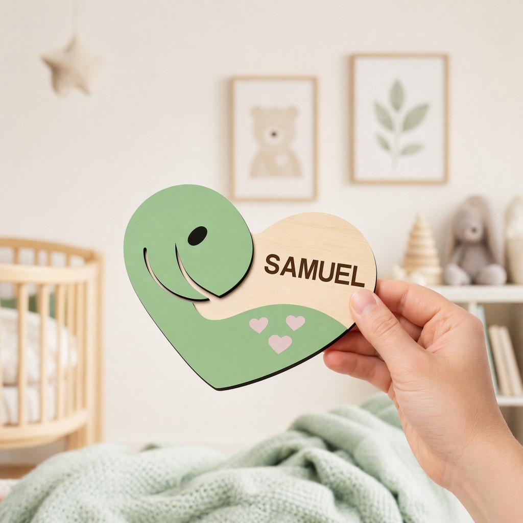 Baby Nursery Themes Girl - Plakat Nama Bayi Kayu Bentuk Hati