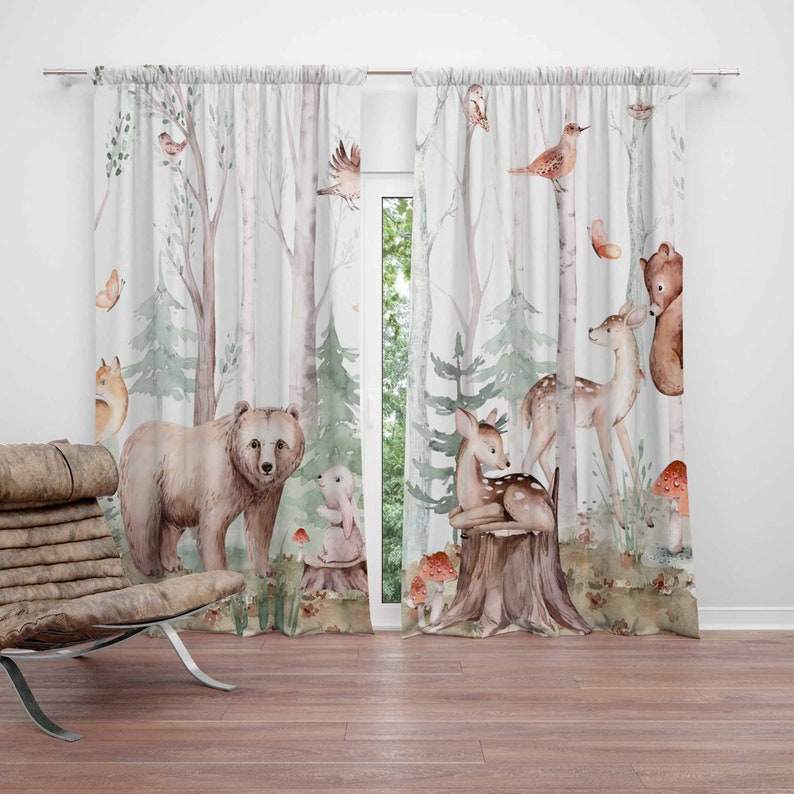 Baby Nursery Blackout Curtains - Tirai Hewan Hutan Tirai Kamar Anak