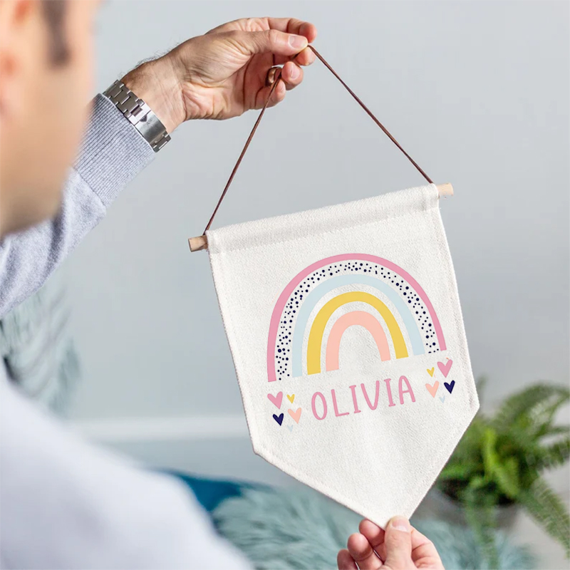 Baby Nursery Themes Girl - Spanduk nama pribadi pesta ulang tahun