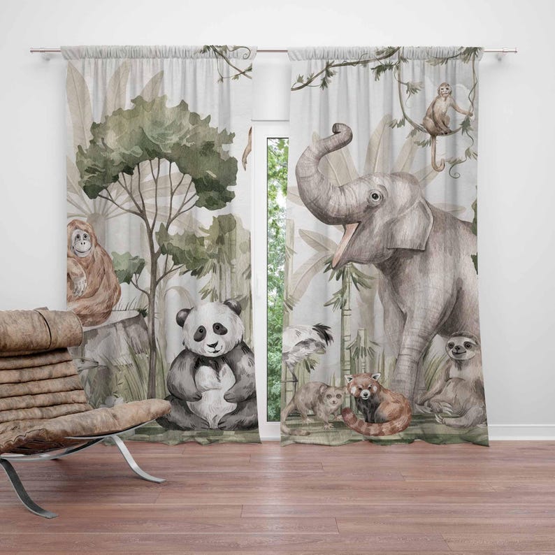 Baby Nursery Blackout Curtains - Tirai Hewan Safari Tirai Kamar Tidur