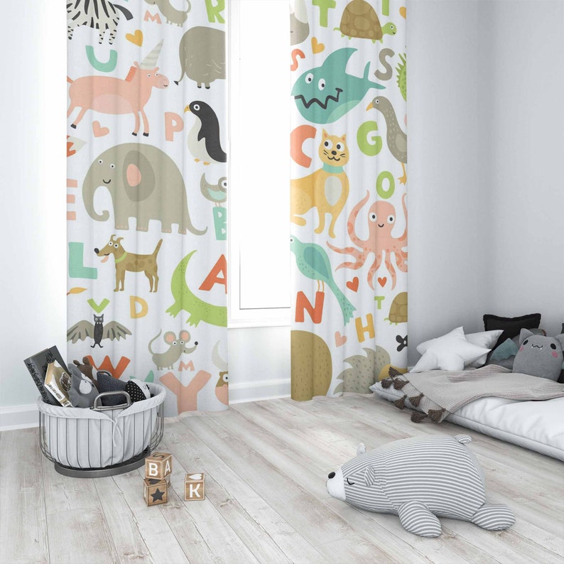 Tirai Kamar Bayi ABC Alphabet  - Baby Nursery Blackout Curtains ulasan dan harga
