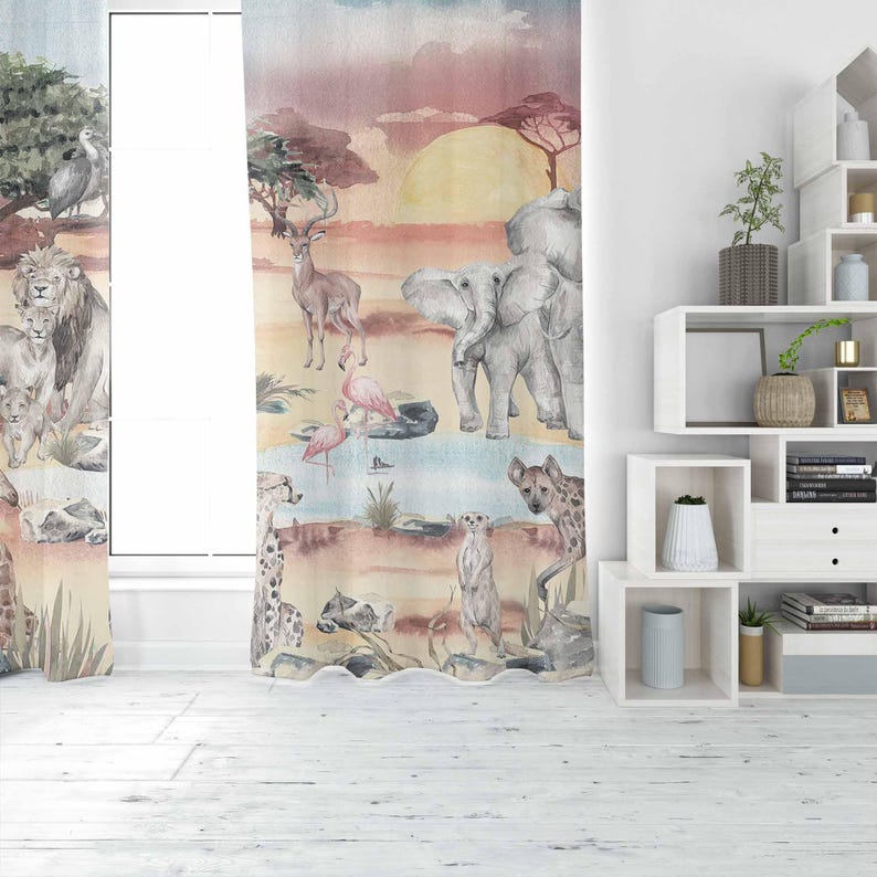 Tirai Hewan Safari Tirai Kamar - Baby Nursery Blackout Curtains ulasan dan harga