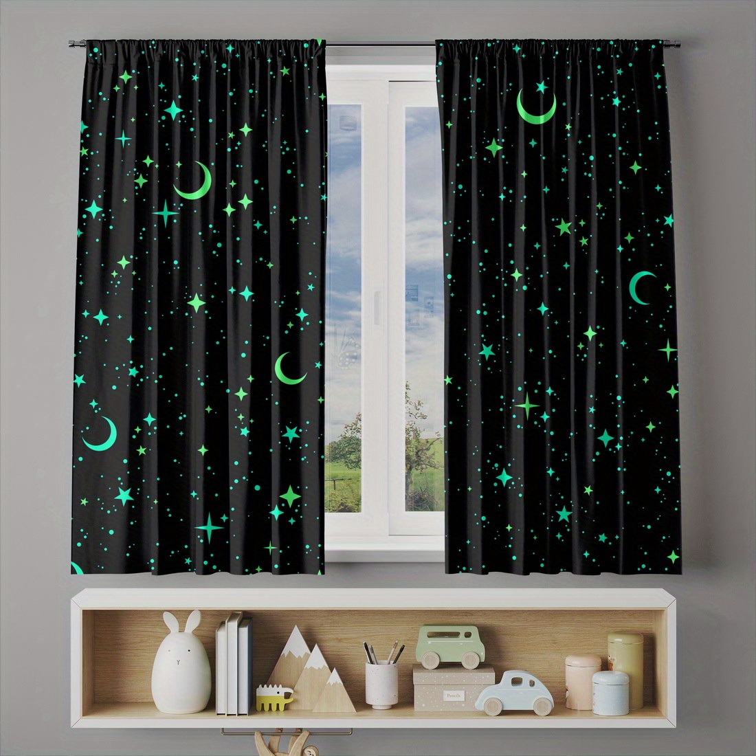 2 Panel Tirai Bintang Bulan ya - Baby Nursery Blackout Curtains ulasan dan harga
