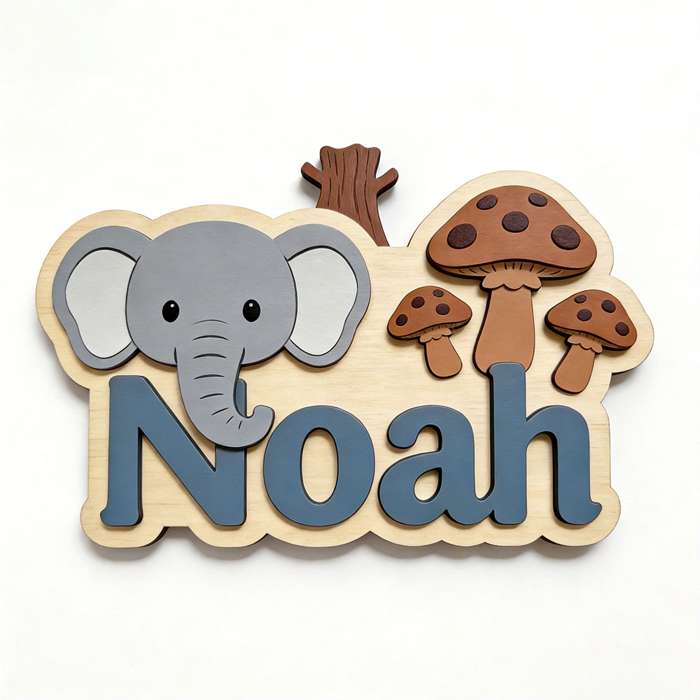 Plakat Nama Gajah & Jamur Kart - Baby Nursery Themes Girl ulasan dan harga