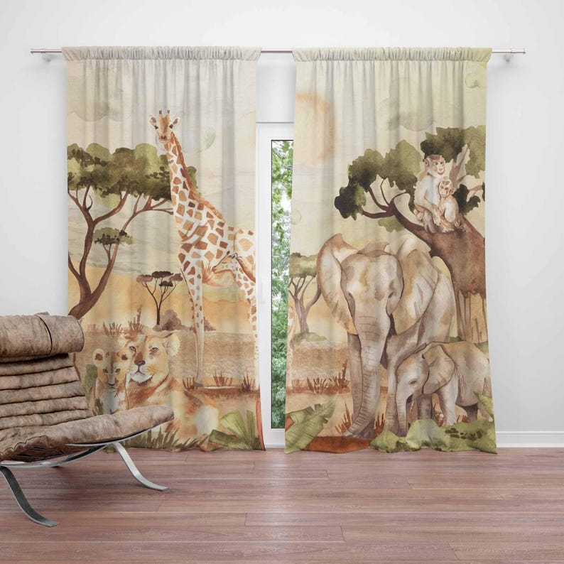 Gorden Ibu dan Bayi Motif Hewa - Baby Nursery Blackout Curtains ulasan dan harga