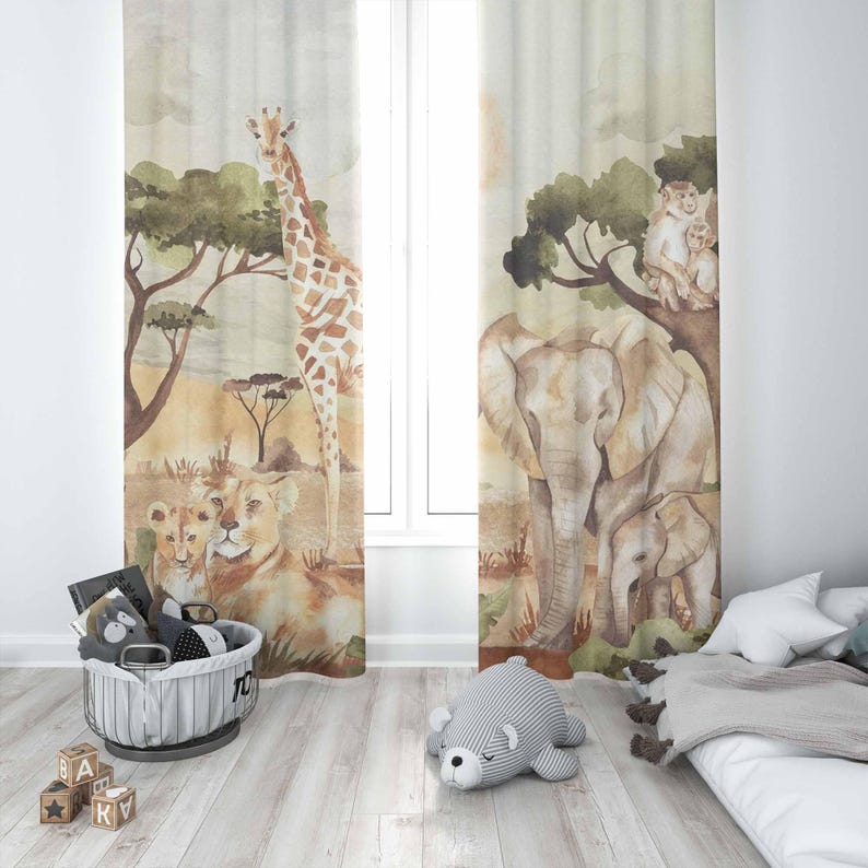 Gorden Ibu dan Bayi Motif Hewa - Baby Nursery Blackout Curtains ulasan dan harga