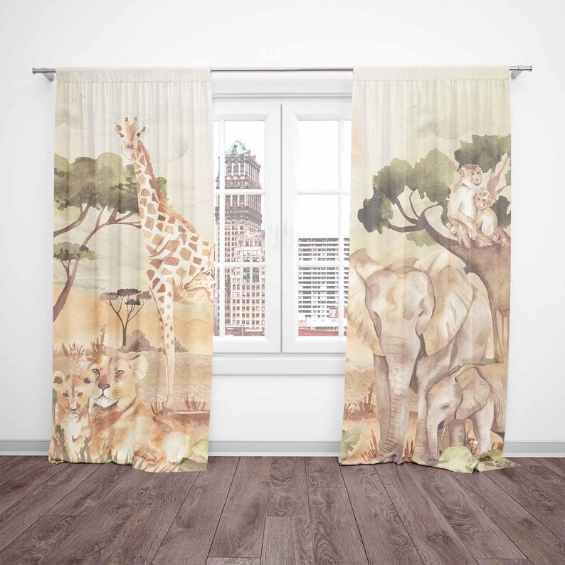 Gorden Ibu dan Bayi Motif Hewa - Baby Nursery Blackout Curtains ulasan dan harga