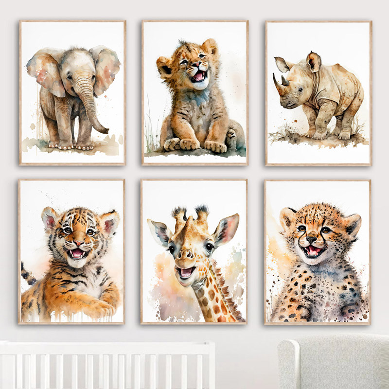 Lukisan Kanvas Seni Dinding He - Baby Nursery Elephant ulasan dan harga