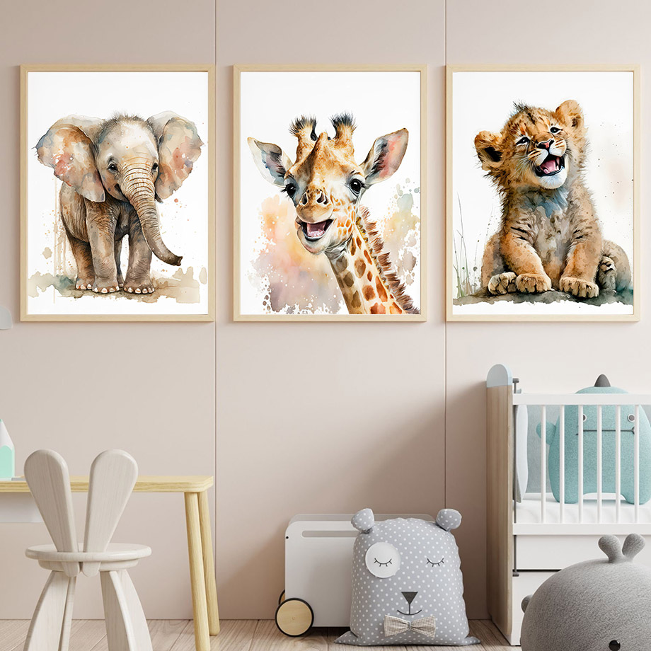 Lukisan Kanvas Seni Dinding He - Baby Nursery Elephant ulasan dan harga