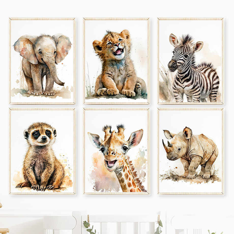 Lukisan Kanvas Seni Dinding He - Baby Nursery Elephant ulasan dan harga