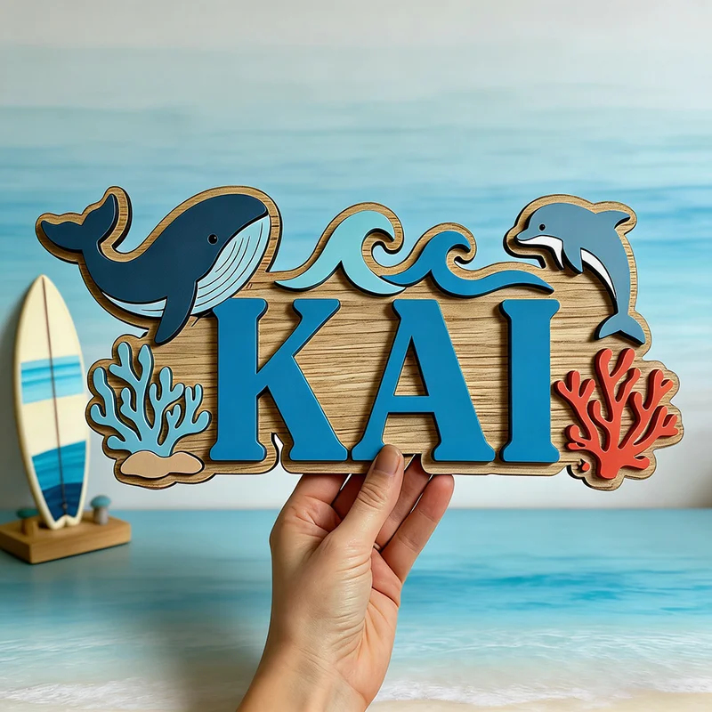 Papan Nama Kayu Bertema Paus d - Baby Nursery Name Wall Art ulasan dan harga