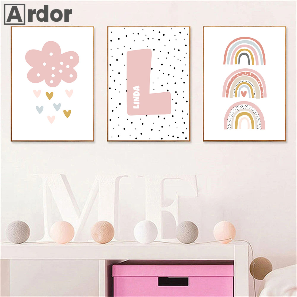 Poster dan cetakan awan pelang - Baby Nursery Name Wall Art ulasan dan harga