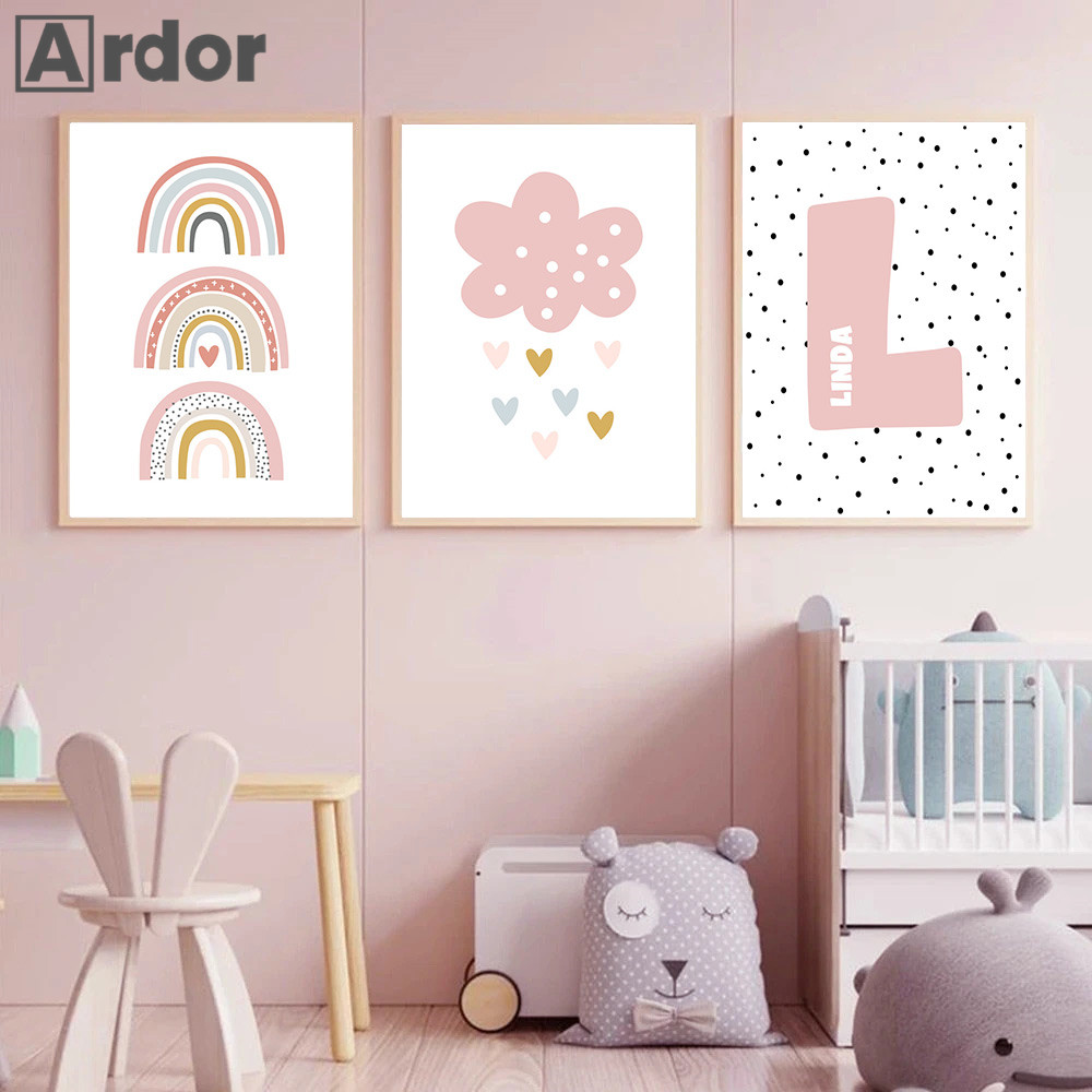 Poster dan cetakan awan pelang - Baby Nursery Name Wall Art ulasan dan harga
