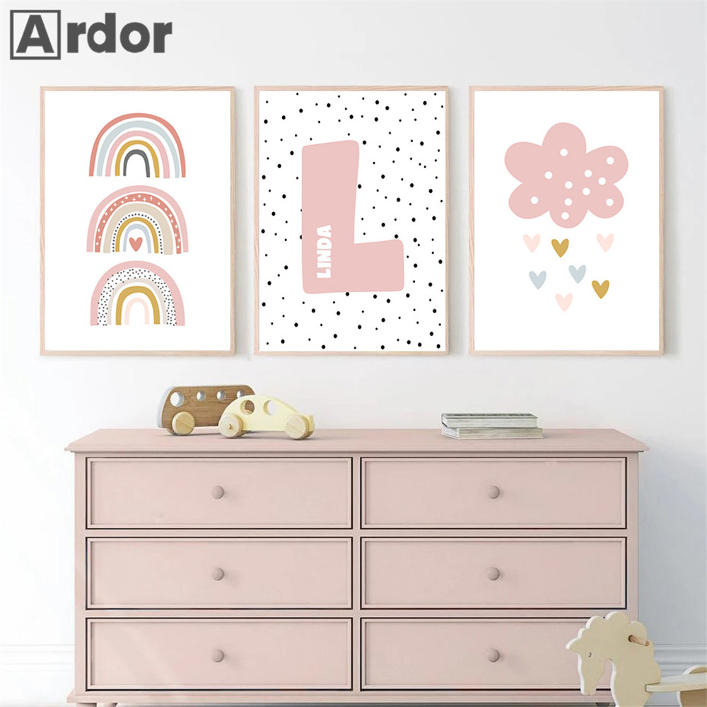 Poster dan cetakan awan pelang - Baby Nursery Name Wall Art ulasan dan harga