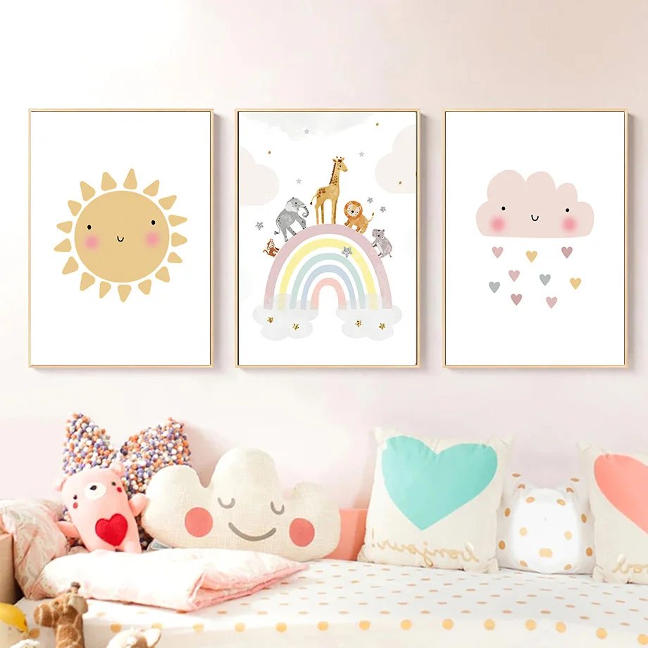 Jerapah Gajah Balon Udara Mata - Baby Nursery Name Wall Art ulasan dan harga