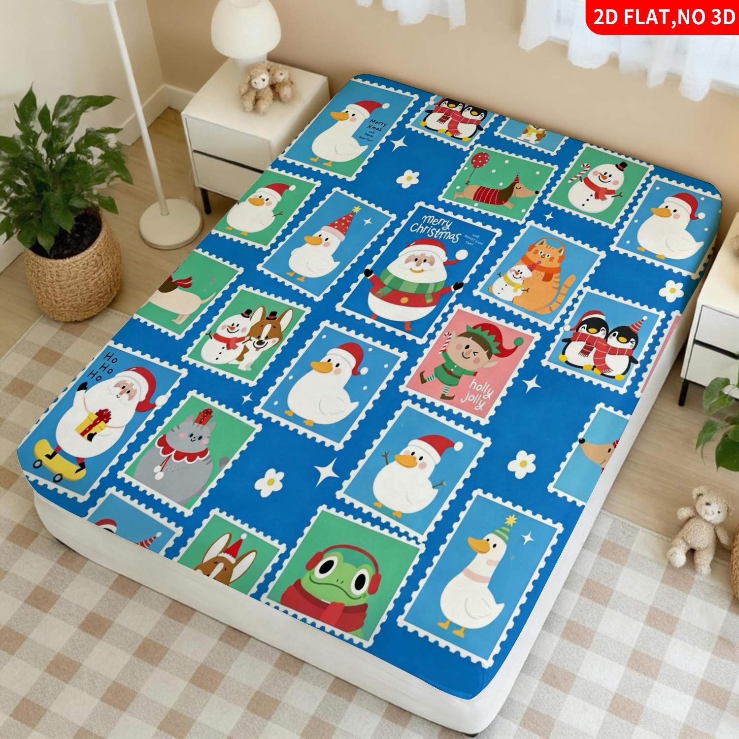 Set Sprei Biru Motif Hewan Nat - Baby Nursery Bedding ulasan dan harga