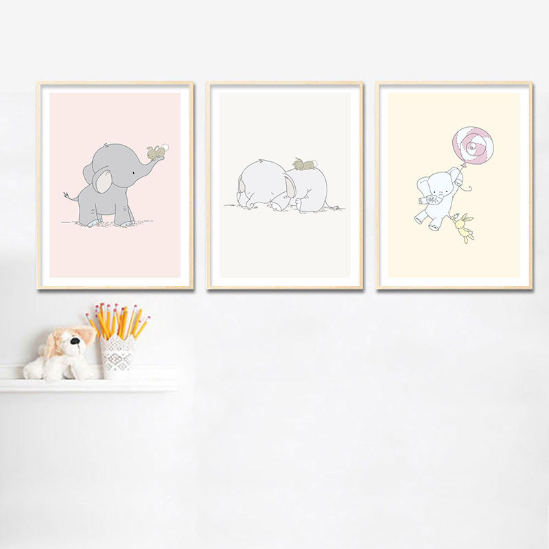 Poster Kanvas Seni Dinding Kam - Baby Nursery Elephant ulasan dan harga
