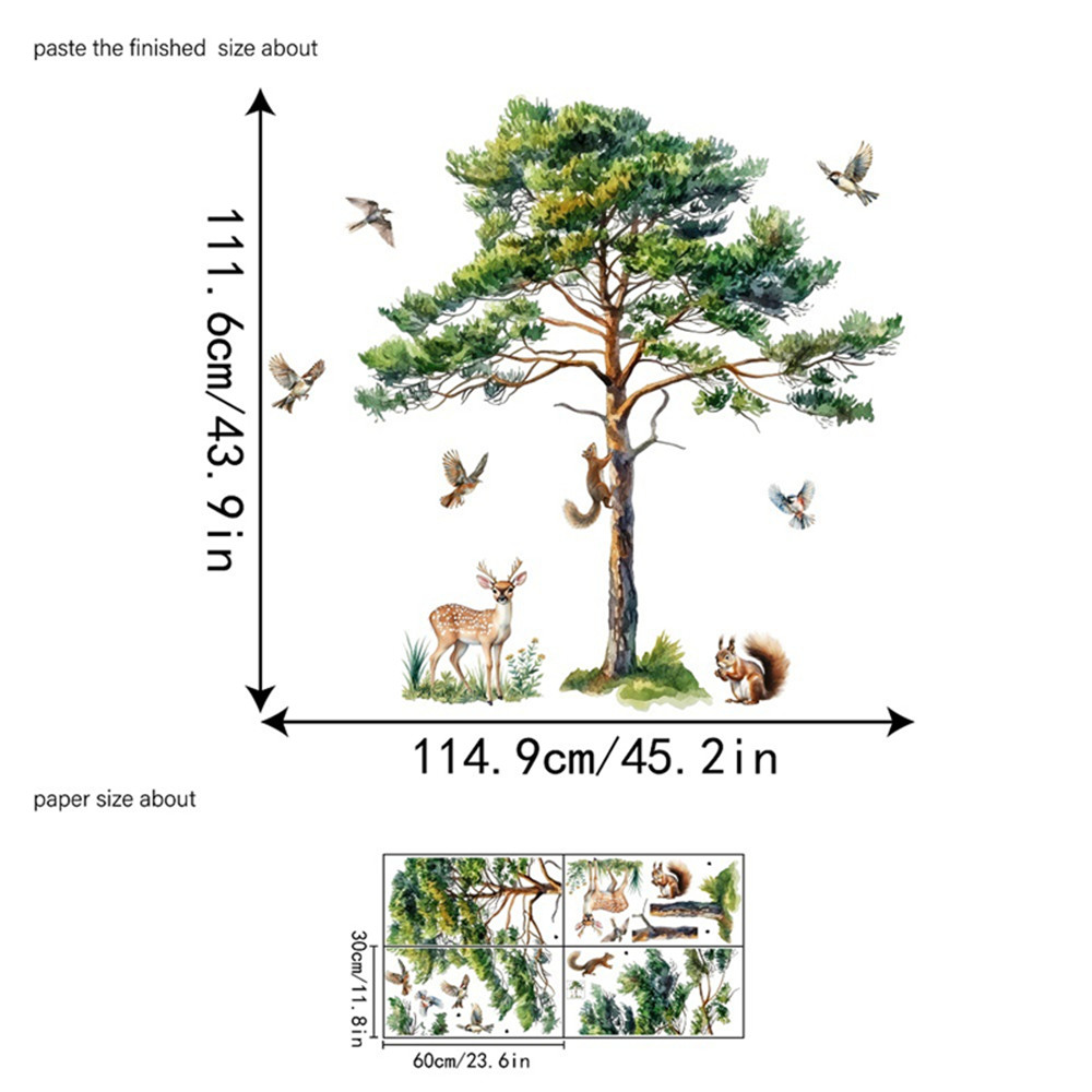 Stiker Dinding Pohon Pinus Bes - Baby Nursery Wallpaper ulasan dan harga