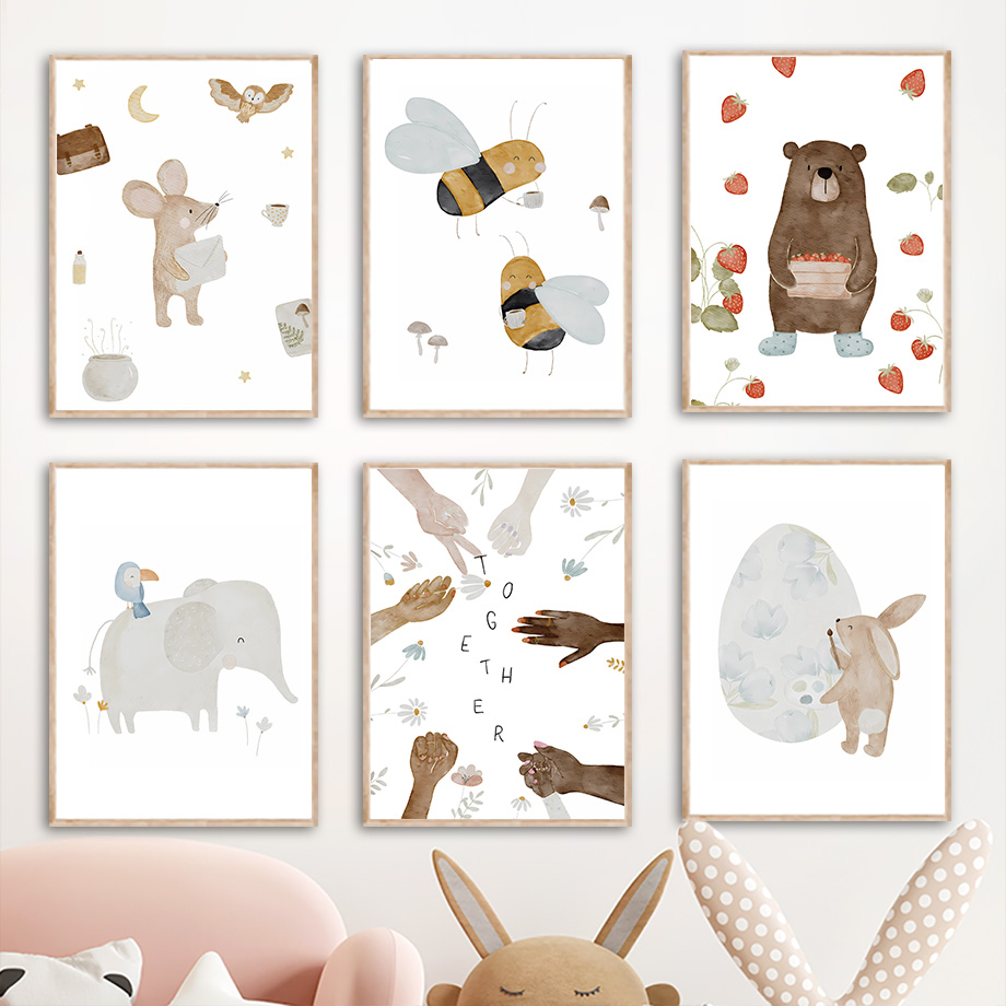 Poster dan Cetakan Hewan Teman - Baby Nursery Elephant ulasan dan harga