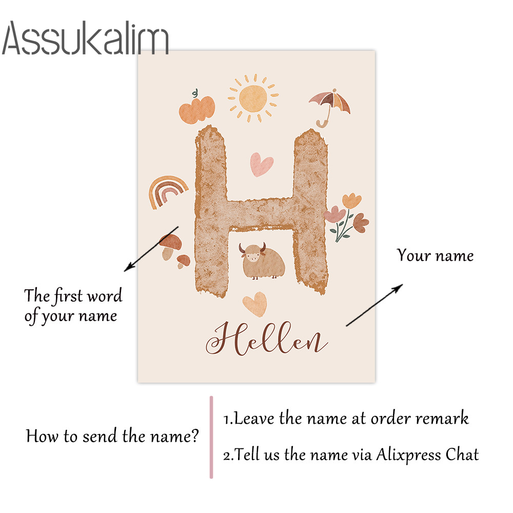 Poster kanvas krem seni dindin - Baby Nursery Name Wall Art ulasan dan harga