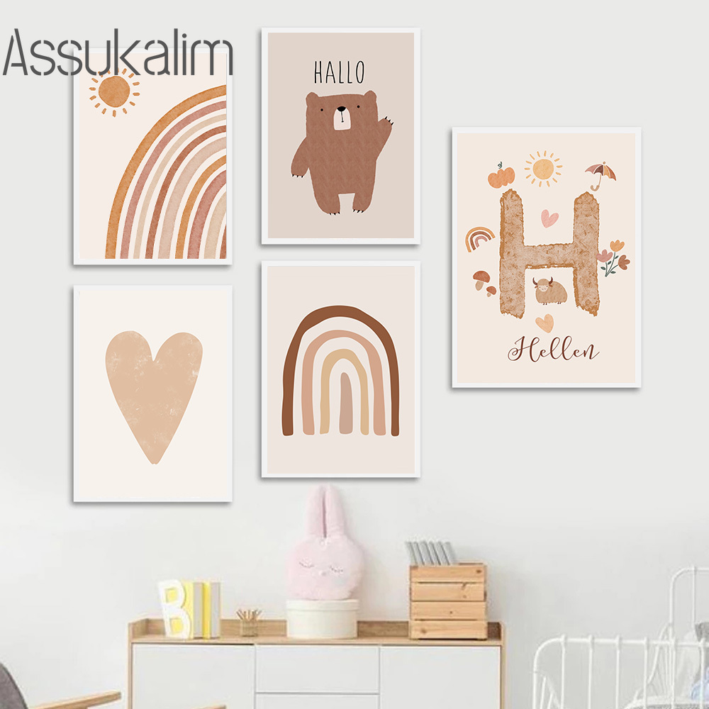 Poster kanvas krem seni dindin - Baby Nursery Name Wall Art ulasan dan harga