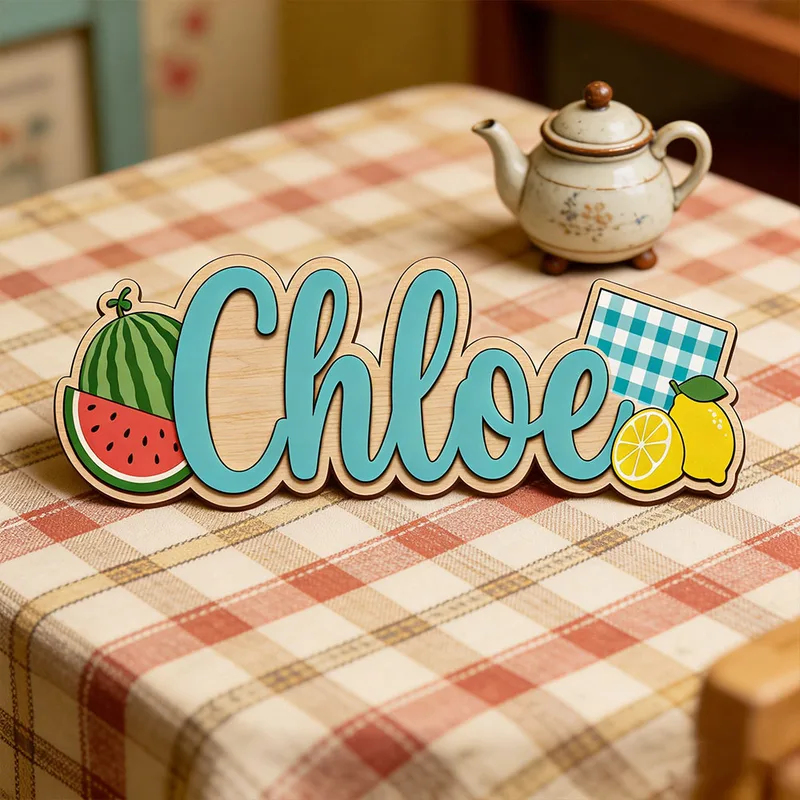Papan Nama Kayu Bertema Piknik - Baby Nursery Name Wall Art ulasan dan harga