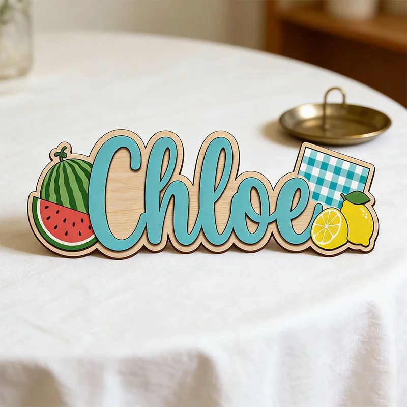 Papan Nama Kayu Bertema Piknik - Baby Nursery Name Wall Art ulasan dan harga