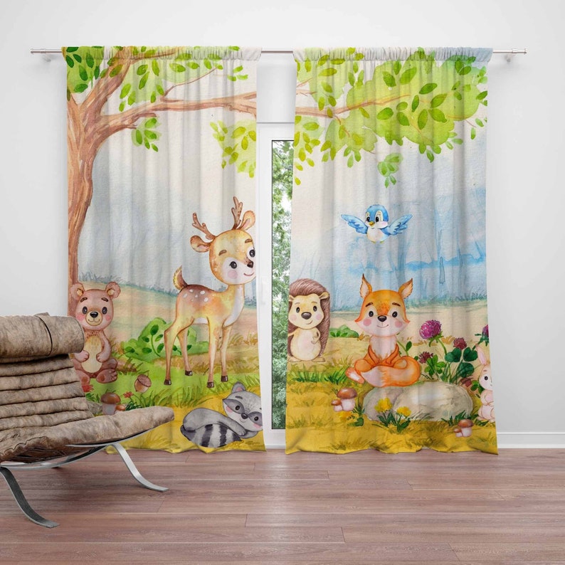 Tirai Hewan Hutan Tirai Kamar  - Baby Nursery Blackout Curtains ulasan dan harga