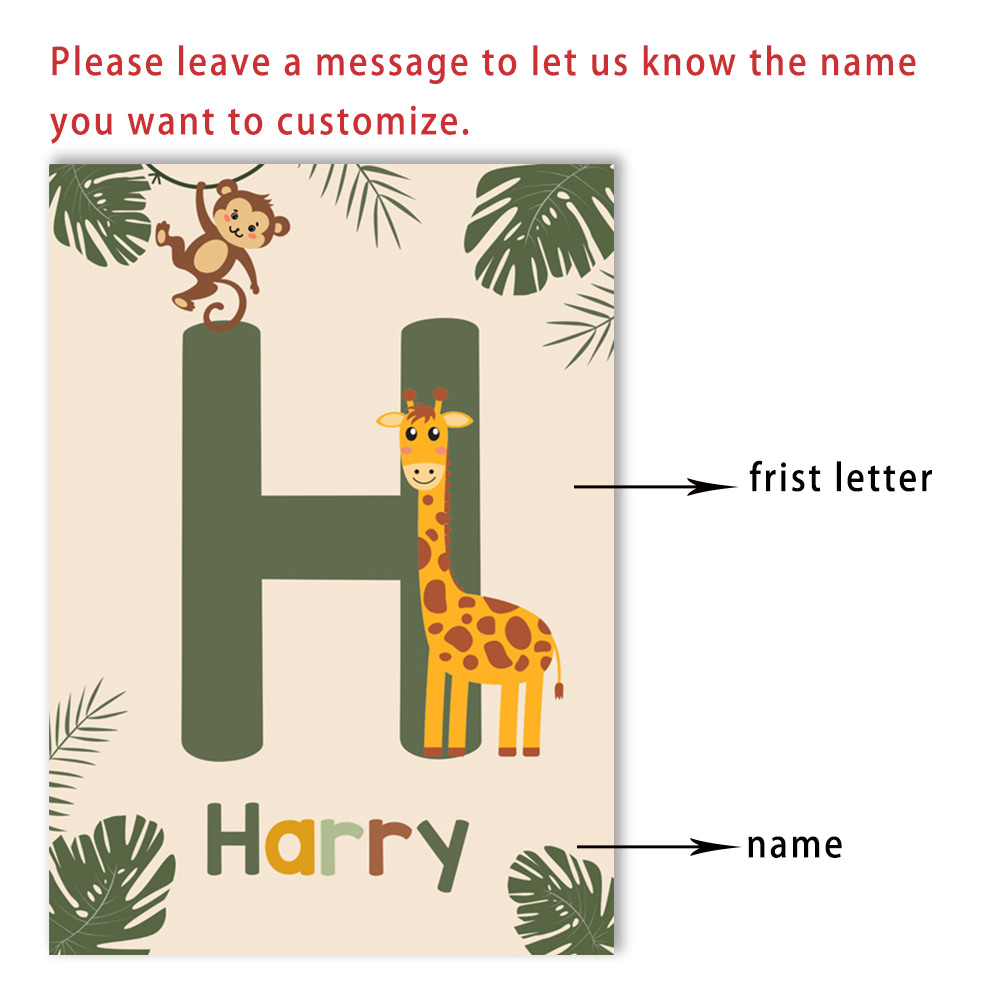 Poster Hewan Hutan Nordik Luki - Baby Nursery Name Wall Art ulasan dan harga