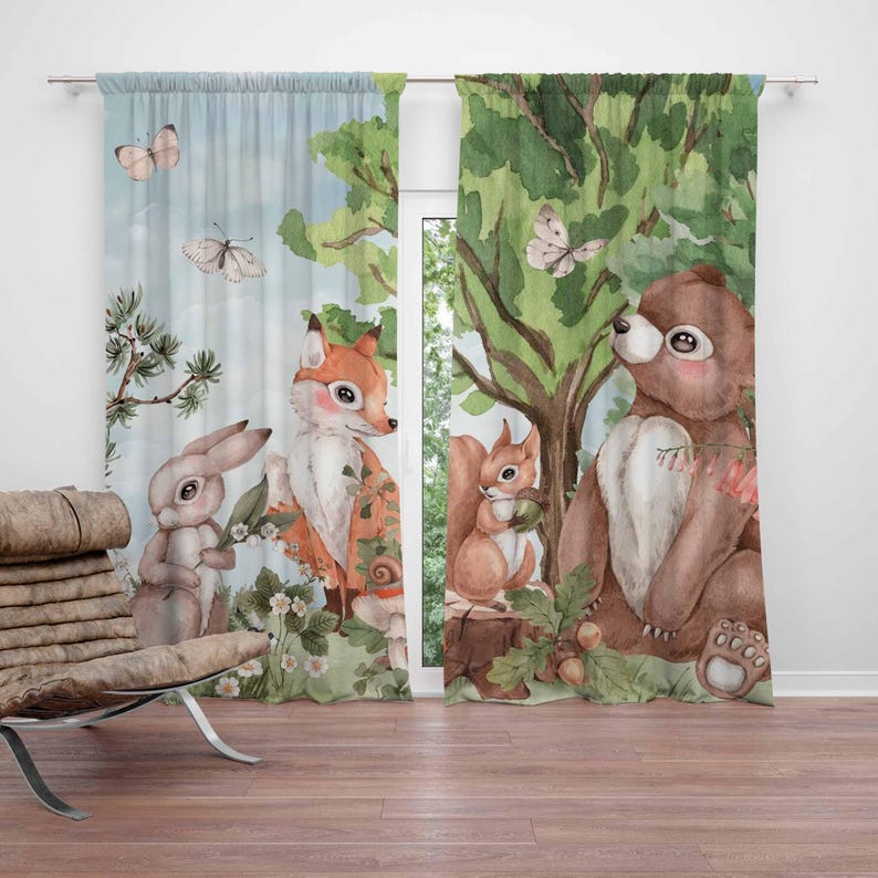 Tirai Hewan Hutan Tirai Kamar  - Baby Nursery Blackout Curtains ulasan dan harga