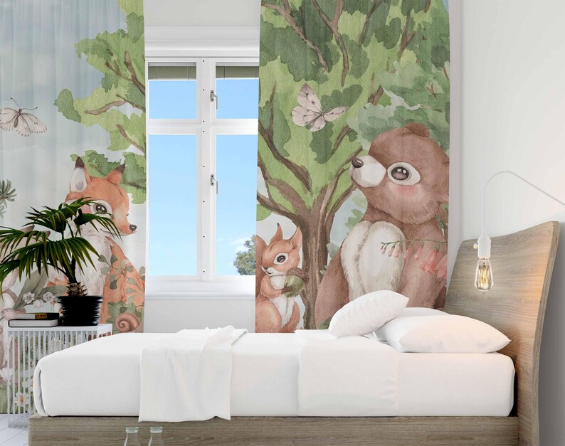 Tirai Hewan Hutan Tirai Kamar  - Baby Nursery Blackout Curtains ulasan dan harga