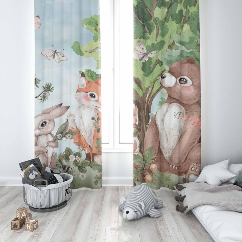 Tirai Hewan Hutan Tirai Kamar  - Baby Nursery Blackout Curtains ulasan dan harga